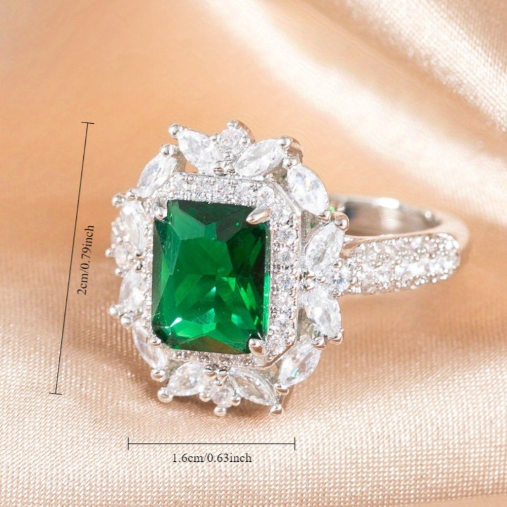 Women's Engagement Ring, Luxury Fashion Square Flower Design